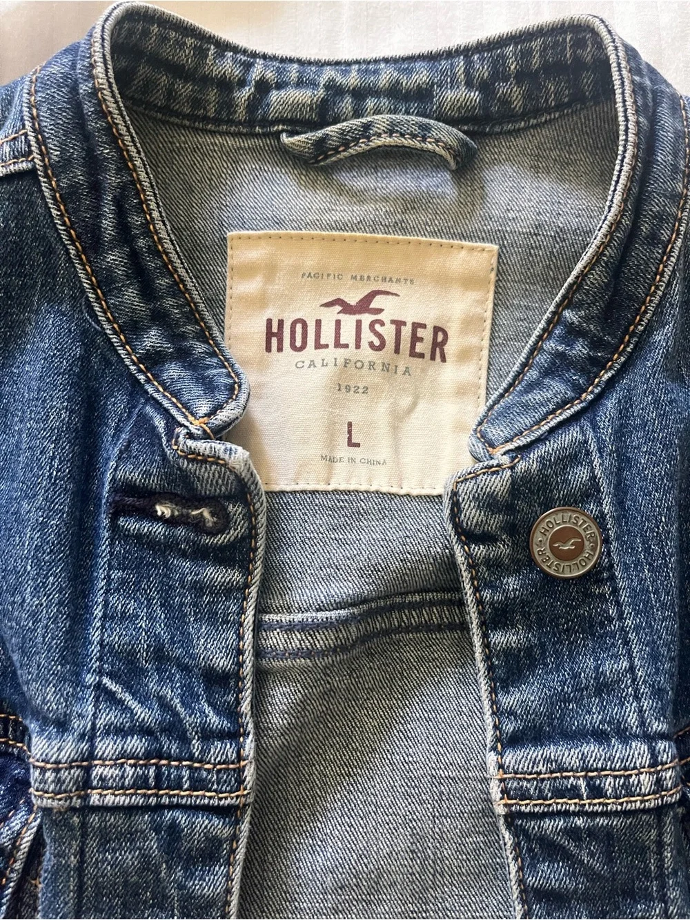 Hollister Kids Medium Wash Blue Denim Jacket